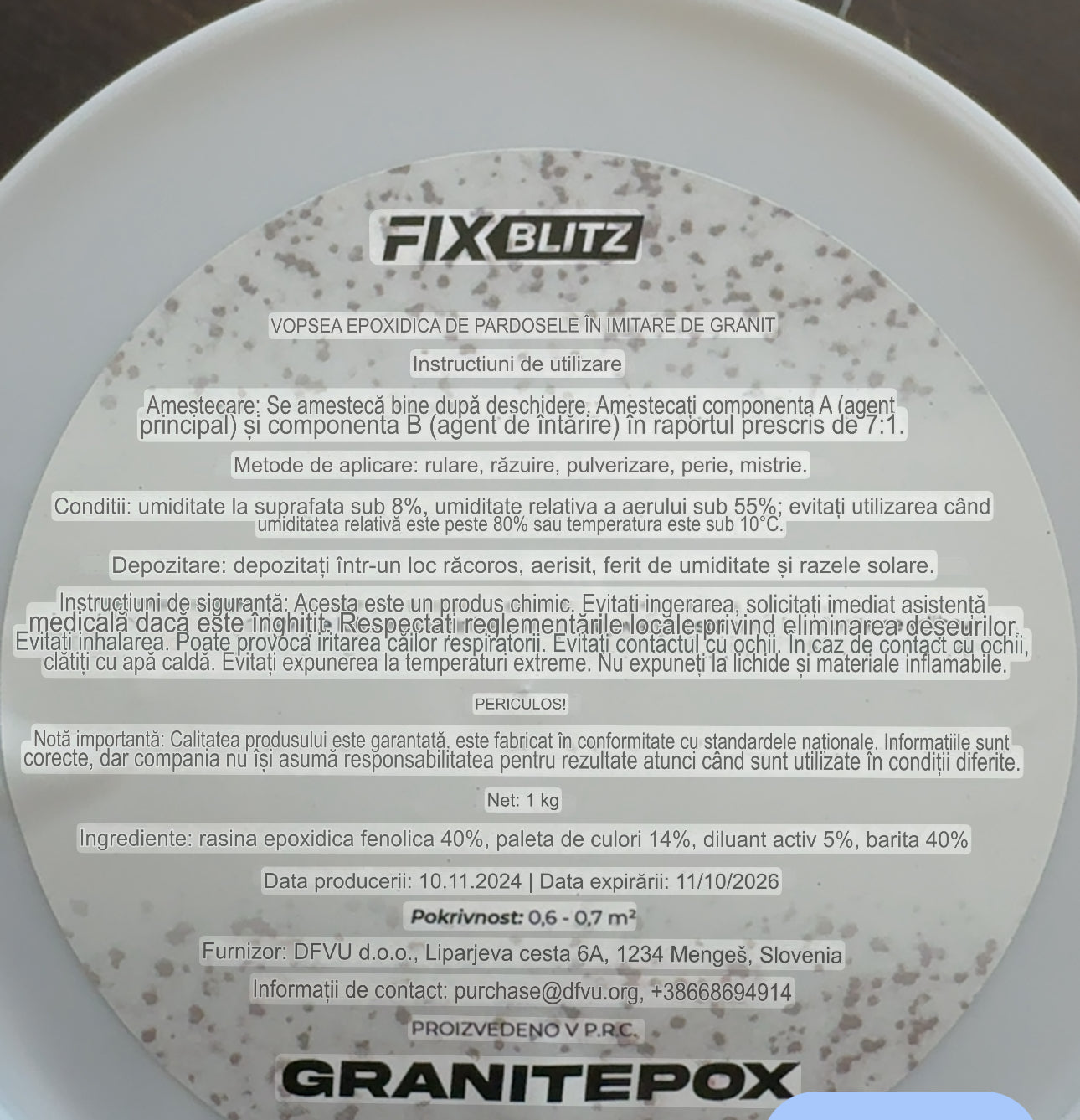 Vopsea epoxidica cu imitatie de granit, GRANITEPOX™, 1 kg, gri deschis