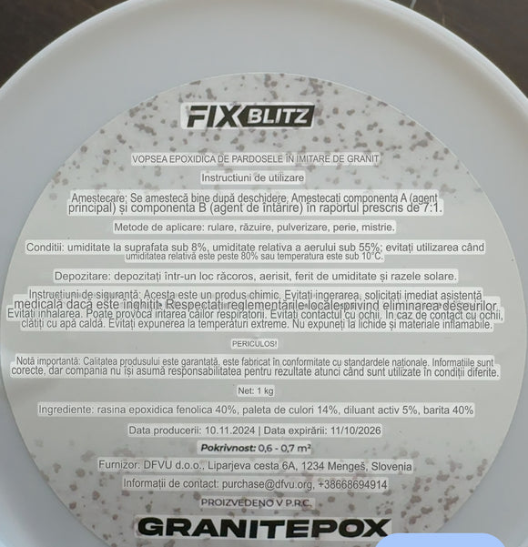 Vopsea, șapă epoxidica cu imitatie de granit, GRANITEPOX™, 1 kg, GRI DESCHIS