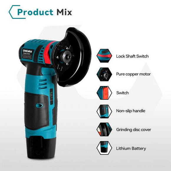 Mini polizor unghiular BRUSHLESS cu acumulator, portabil, 12 V, disc 76mm