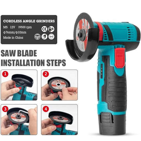 Mini polizor unghiular BRUSHLESS cu acumulator, portabil, 12 V, disc 76mm