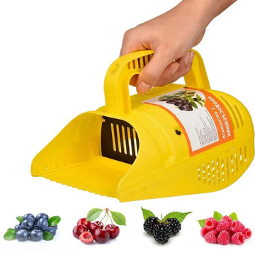 Culegator de fructe de padure, afine - Recipient cu piaptan pt. cules fructe mici