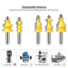 Set 5x Freze Lemn Pentru Decor Profile, Coada 8mm - 0