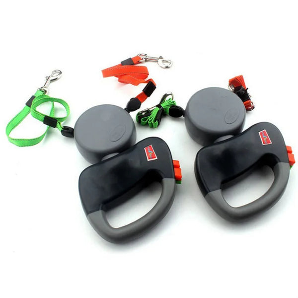 Lesă dublă retractabilă antiîncălcare pentru plimbare