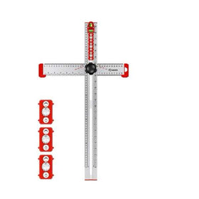 Rigla cu echer si sablonare 4 in 1 pentru gauri, sablon gaurire