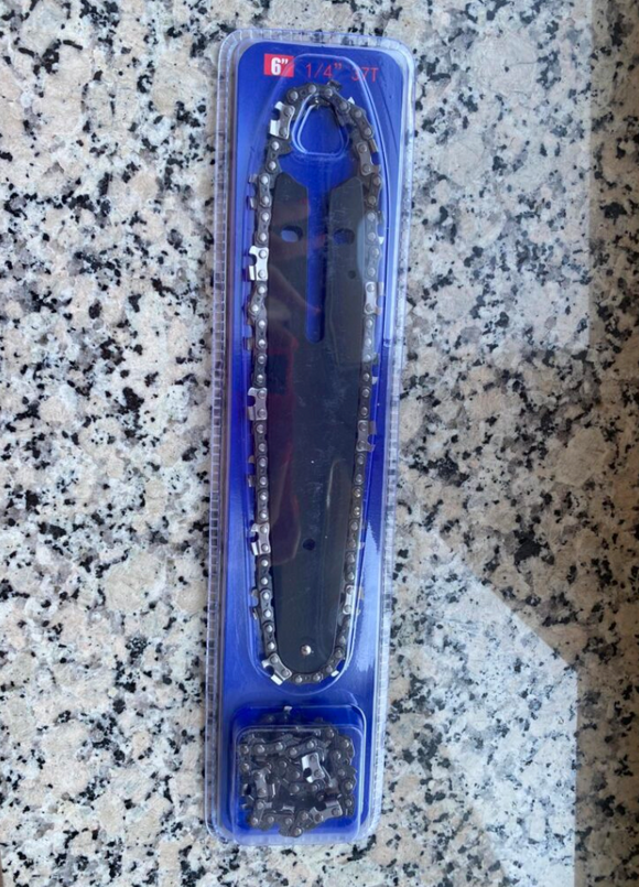 Set lama + 2x lanturi pt. mini fierastrau, drujba electrica de mana (15 cm)