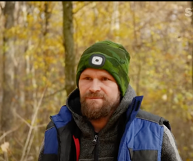 Caciula Gri cu lampa, lanterna frontala LED reincarcabila USB - 0