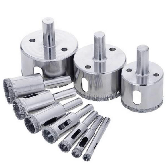 Set 10x freze, carote diamantate pentru gresie, faianta, marmura, etc.