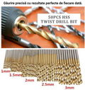 Set 50x burghie de precizie pentru metal, 1 - 3 mm