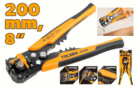 Patent, cleste automat dezizolat, decorticat fire, cabluri, 200 mm, Tolsen Industrial - 0