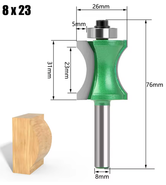 Freza lemn concava, semirotunda, pt profile lemn, 23 mm, coada 8mm