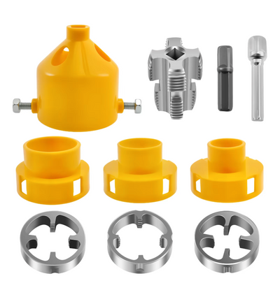 Set 3 filiere pentru filatare tevi platic, PPR, adaptor bormasina (1”, 1/2”, 3/4”) + interior