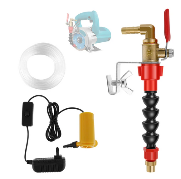 Sistem racire cu robinet, anti-praf pentru flex sau circular, cu furtun si pompa