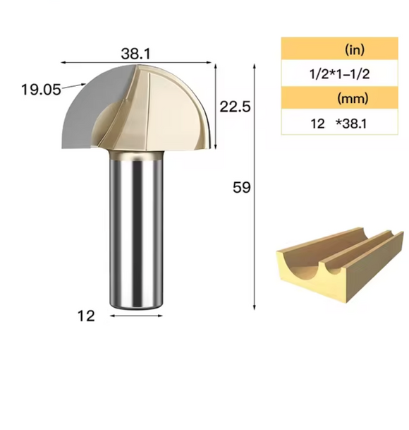 Freza convexa pentru imbinari la ciubar 12x38x59
