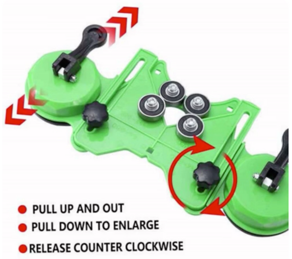Sablon sistem cu ventuze pt. gaurit gresie si faianta, cu ghidaj si rulmenti