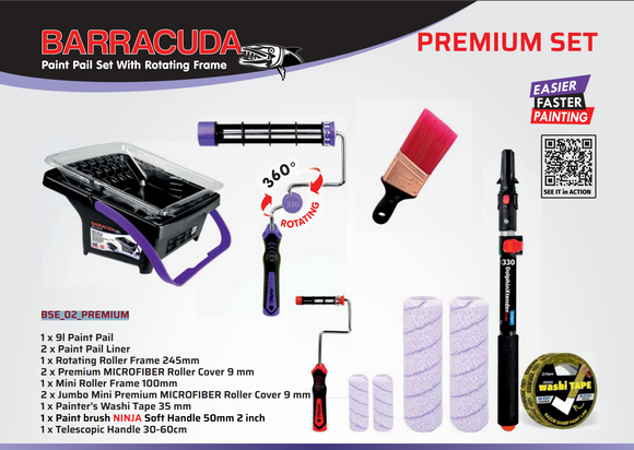 Set PREMIUM profesional BARRACUDA pt. vopsit, zugravit, cu 12x piese, Blue Dolphin