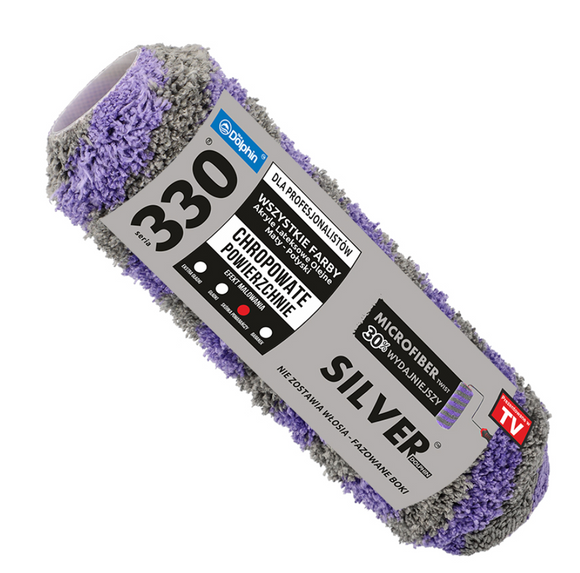 Rulou, trafalet profesional SILVER MICROFIBER TWIST 250 x 20 mm, Blue Dolphin