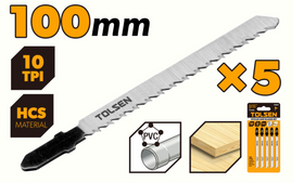 Set de 5 lame de ferăstrău pendular T101BR pentru lemn, plăci aglomerate, placaje, scanduri, plastic, Industrial - Tolsen