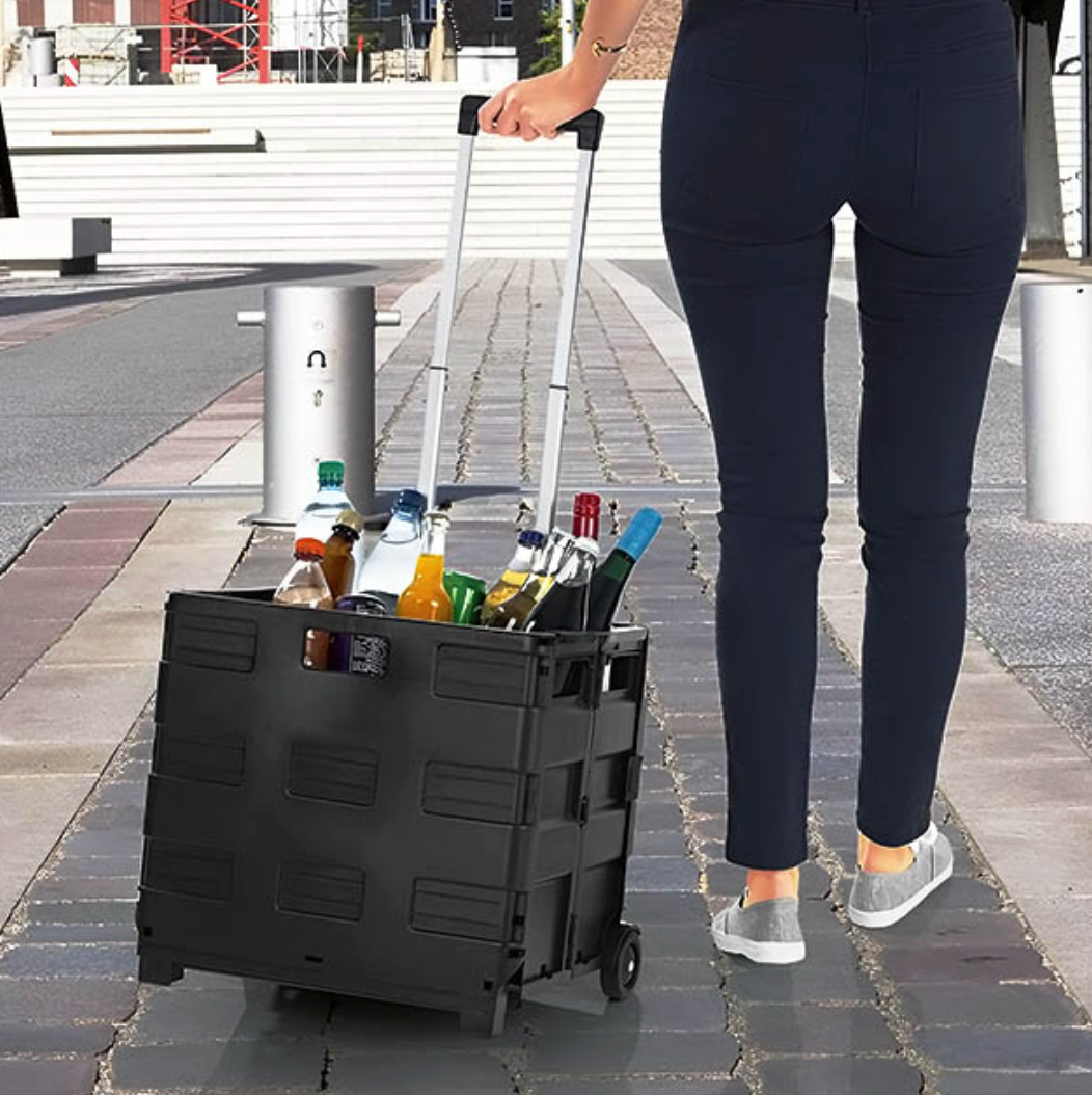 Carucior universal pliabil cu roti si maner extensibil
