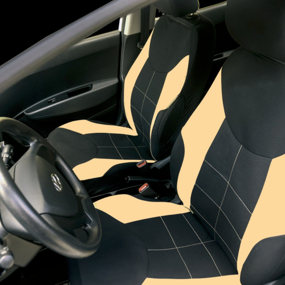 Huse premium pt. scaune auto universale, 4 buc, bej cu negru