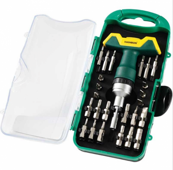 Trusa, set cu 24 biti, Cr-V, adaptor si antrenor clichet, Hanbon 510229