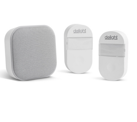 Sonerie și lumină de noapte fără fir 2 în 1 - Kinetic - 2 Sonerii Exterioare - Alb