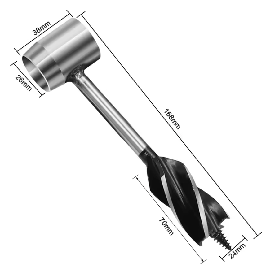 Burghiu manual mare, 168 x 24 mm pentru gauri usoare in lemn