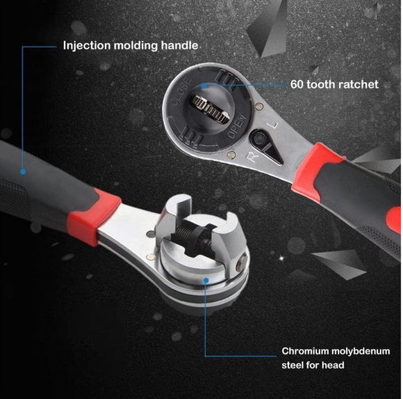 Cheie universabila ajustabila cu clichet, 6.5 - 22 mm