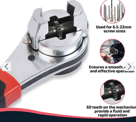 Cheie universabila ajustabila cu clichet, 6.5 - 22 mm - 0