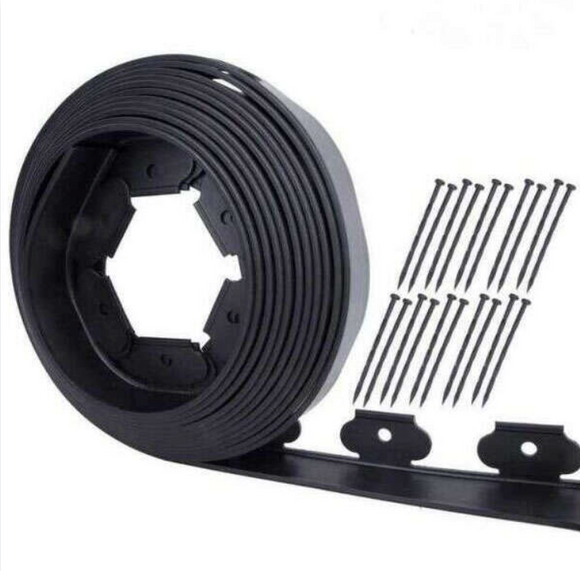 Cadru de delimitare gradina, bordura, flexibil, 5 cm x 10 m, negru