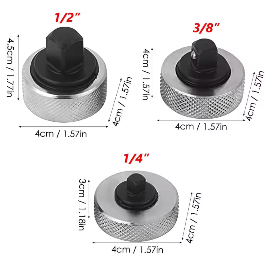 Set 3x adaptor, antrenor chei tubulare, de strans cu degetele (1/2, 1/4, 3/8)