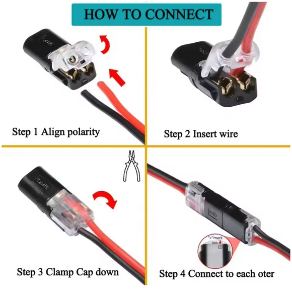Set 2x conectori liniari fire, mufe clic 18-22 AWG