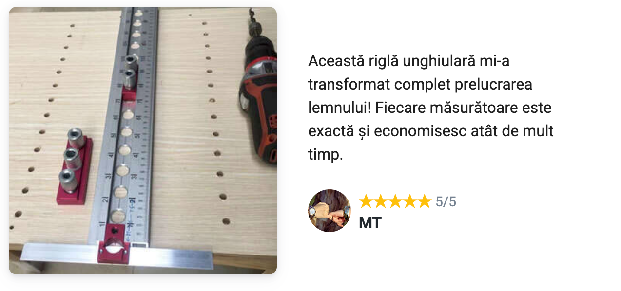 Rigla cu echer si sablonare 4 in 1 pentru gauri, sablon gaurire
