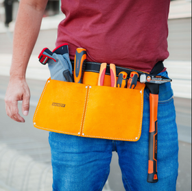 Tașcă, geantă, borsetă de scule de brâu, piele, 35 x 20 cm, 2 buzunare