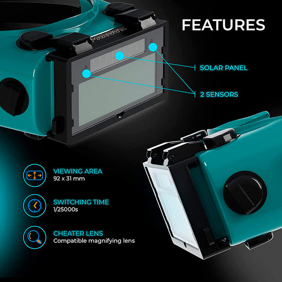 Ochelari de protectie pt sudura, intunecare automata, panou solar