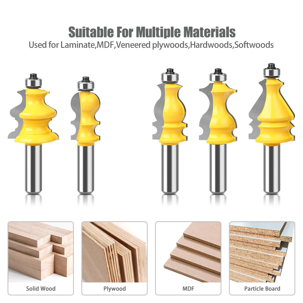 Set 5x Freze Lemn Pentru Decor Profile, Coada 8mm | Meșteșugărețul Set 5x Freze Lemn Pentru Decor Profile, Coada 8mm | Meșteșugărețul