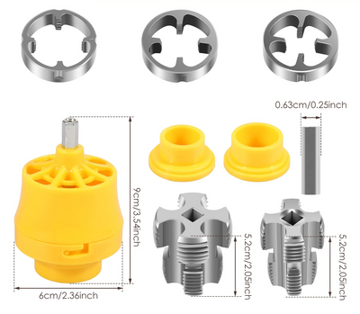 Set de filiere, filetare tevi PPR 1”, 1/2”, 3/4”, bormasina, interior + exterior - 0