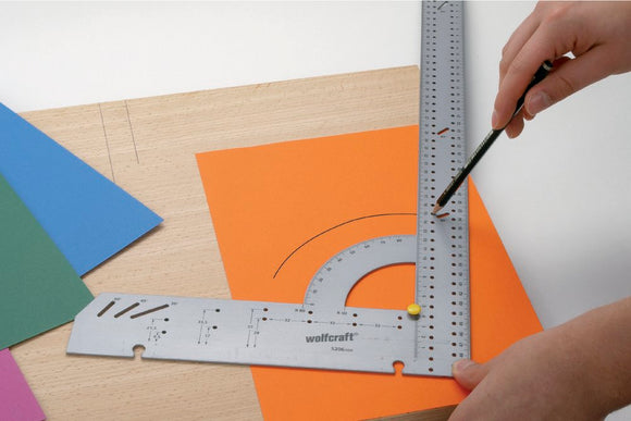 Echer multifunctional cu raportor, din aluminiu 20x30cm WOLFCRAFT 5205000