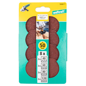 Set 8x discuri de slefuire cu dorn de insurubare, Ø 50 mm - Wolfcraft 5608000