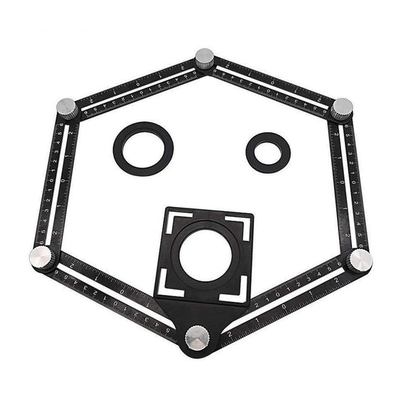 Sablon 6 laturi aluminiu pt. gaurire si marcare unghiuri si gauri tevi (gresie, faianta)