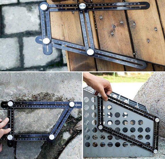 Sablon 6 laturi aluminiu pt. gaurire si marcare unghiuri si gauri tevi (gresie, faianta)