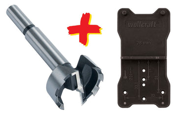 Set freză forstner balamale 35mm + sablon pentru balamale/fitinguri - WOLFCRAFT 8728000