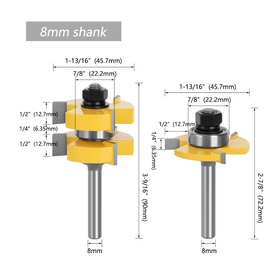Set 2x freze lamba si uluc, nut si feder cu rulmenti, 32mm imbinare tip parchet, lambriu, 8mm - 0