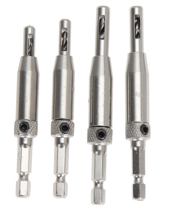 Set 4 burghie cu autocentrare, ghidare, cu coada hexagonala, bit