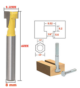 Freza lemn pentru canale/ santuri in ”T”, pt piulita M6 Coada de 8mm - 0