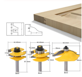 Set 3x Freze Pentru Usi De Dulap Sau Fete Sertare - Coada 8mm (Profil-Contraprofil) tablie
