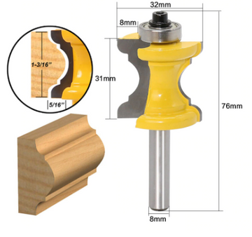Freza lemn canturi/ profile tip 'BULLNOSE' (Semirotund, balustrada) COADA 8mm