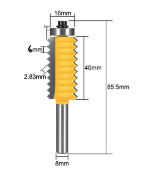 Freza Lemn Imbinare Dinti Scurti, Dinti soarece 40mm - Coada 8mm