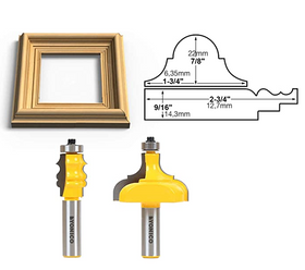 Set 2x Freze Lemn Pentru Profile, Rame, Usi Mobila - Coada 12.7mm