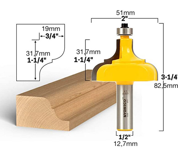 Set 2x Freze Lemn Pentru Profile, Rame, Usi Mobila - Coada 12.7mm