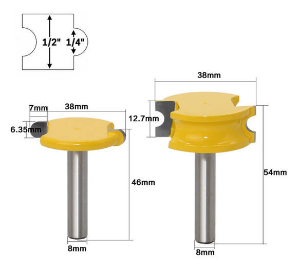 Set 2x Freze Lemn Imbinari Semicerc, Ciubar, Caiac, Canoe, Butoaie Coada 8mm